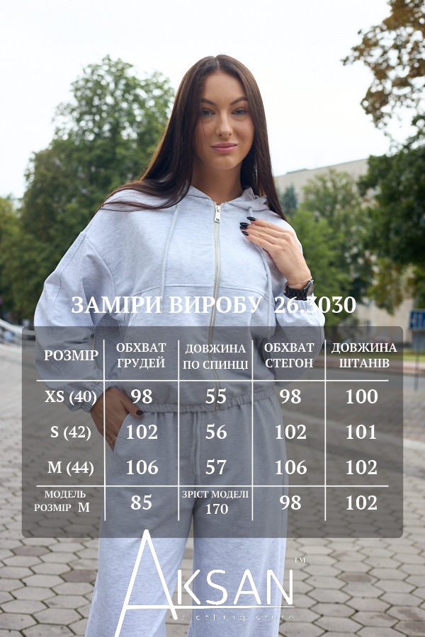 Базовий спортивний костюм двійка з капюшоном турецький трикотаж штани джогери Aksan 26.3030 Меланж